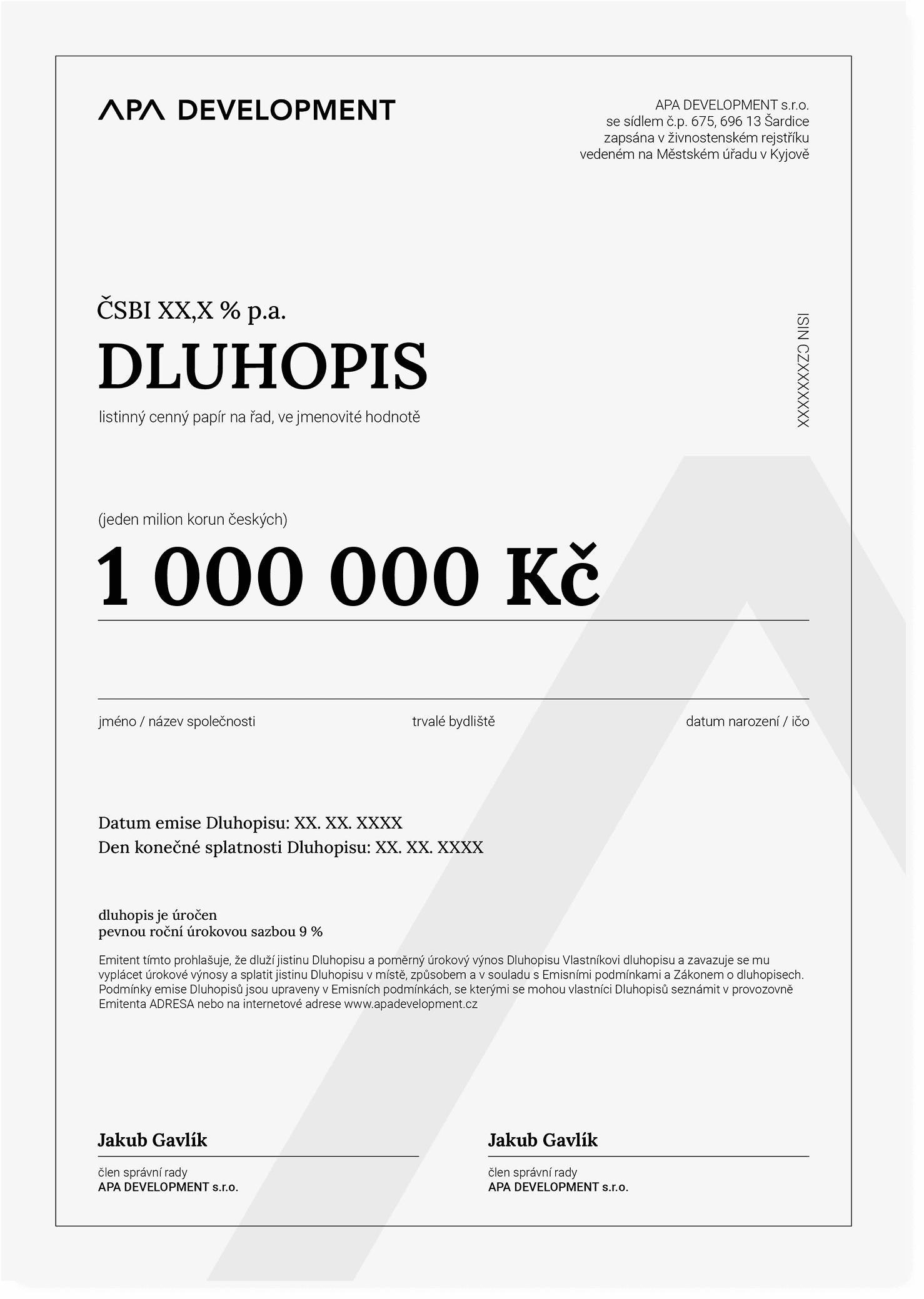 Dluhopis 3 - zadní strana